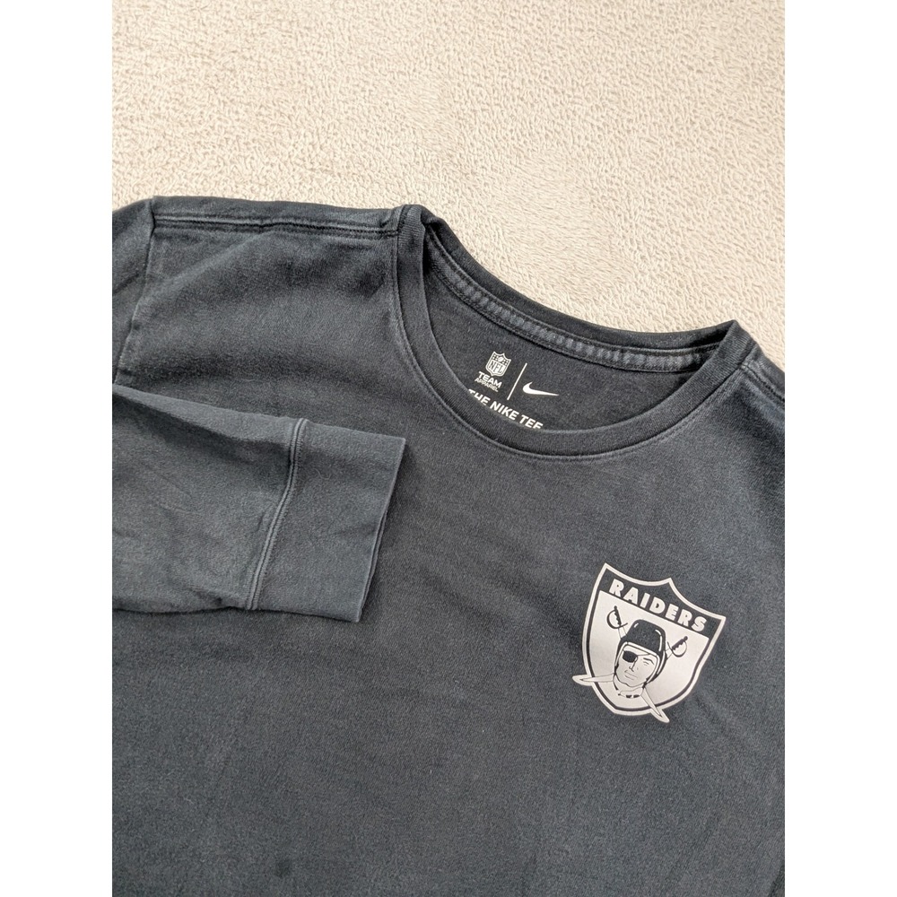 Nike NFL Las Vegas Raiders Long Sleeve T-Shirt Mens XL Black Athletic Cut Tee